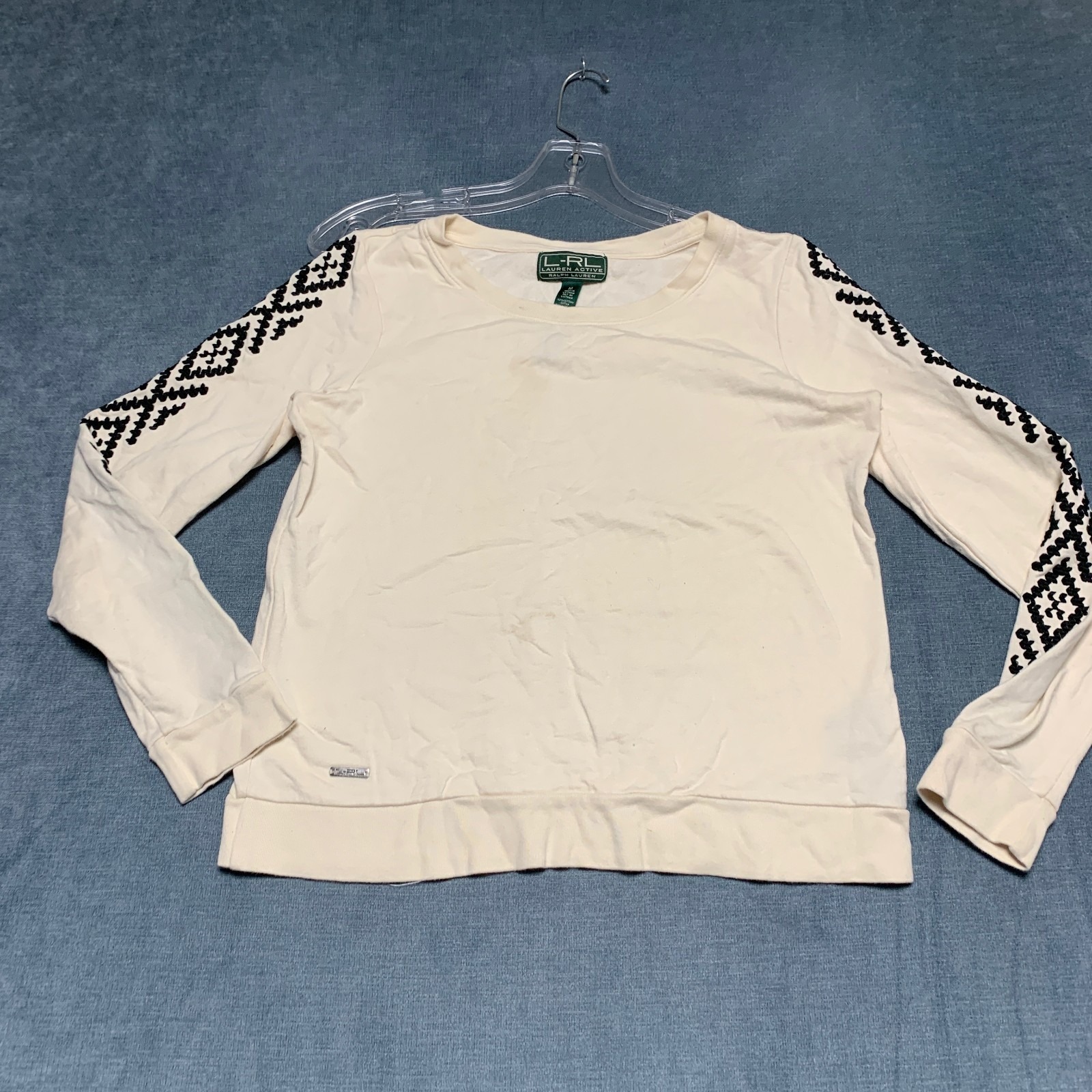 Lauren Ralph Lauren Sweatshirt Womens Medium Cream Long Sleeve Casual Pullover